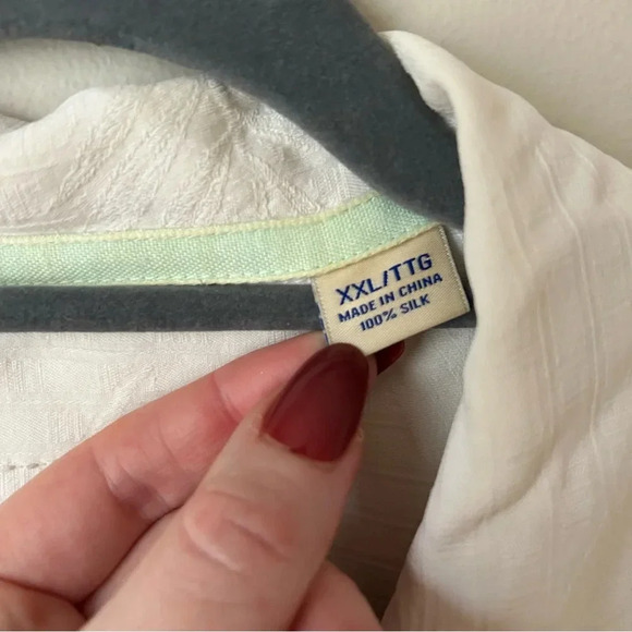 Tommy Bahama Del Palms Embroidered Silk Camp Shirt Button Down Off White XXL - Picture 4 of 6